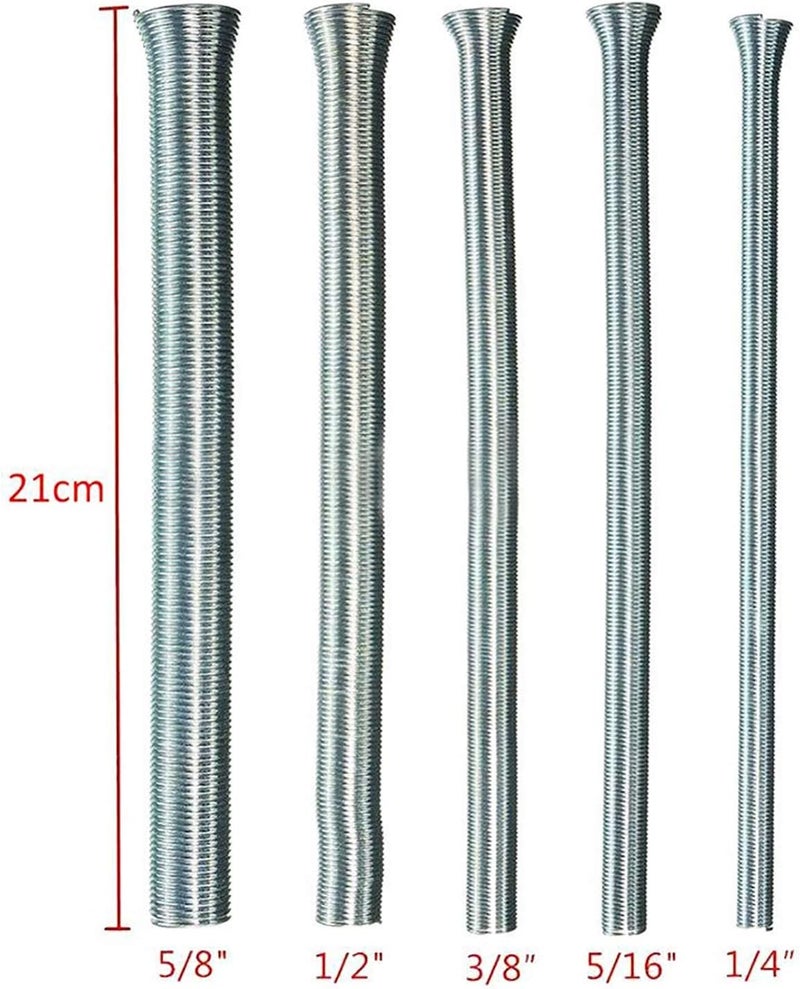 SEIWEI 5 Pieces Spring Tubing Benders Kit for Copper Aluminum Thin Wall Steel, 1/4'', 5/16'', 3/8'', 1/2'', 5/8'' - Image 5